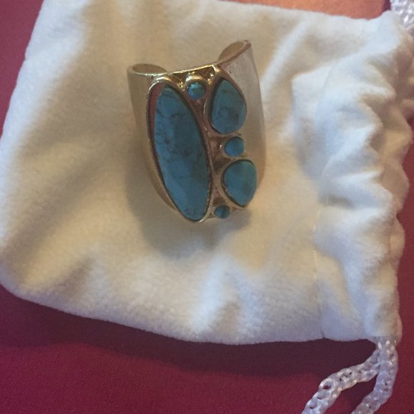 Adjustable Gold & Turquoise Ring - Picture 3 of 5